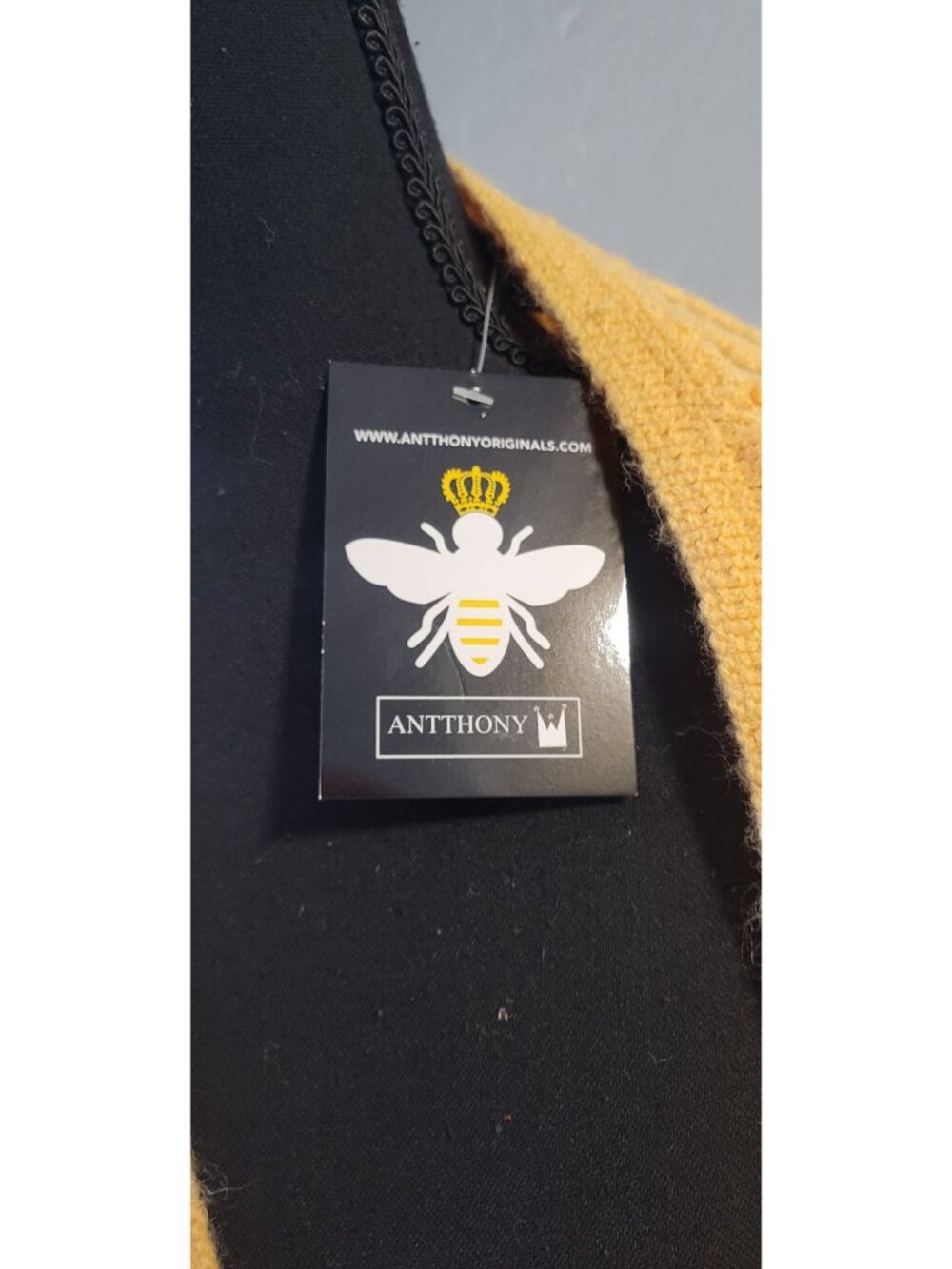 Original Anthony This mustard yellow open-front poncho textured diamond Knit OS - Picture 6 of 10